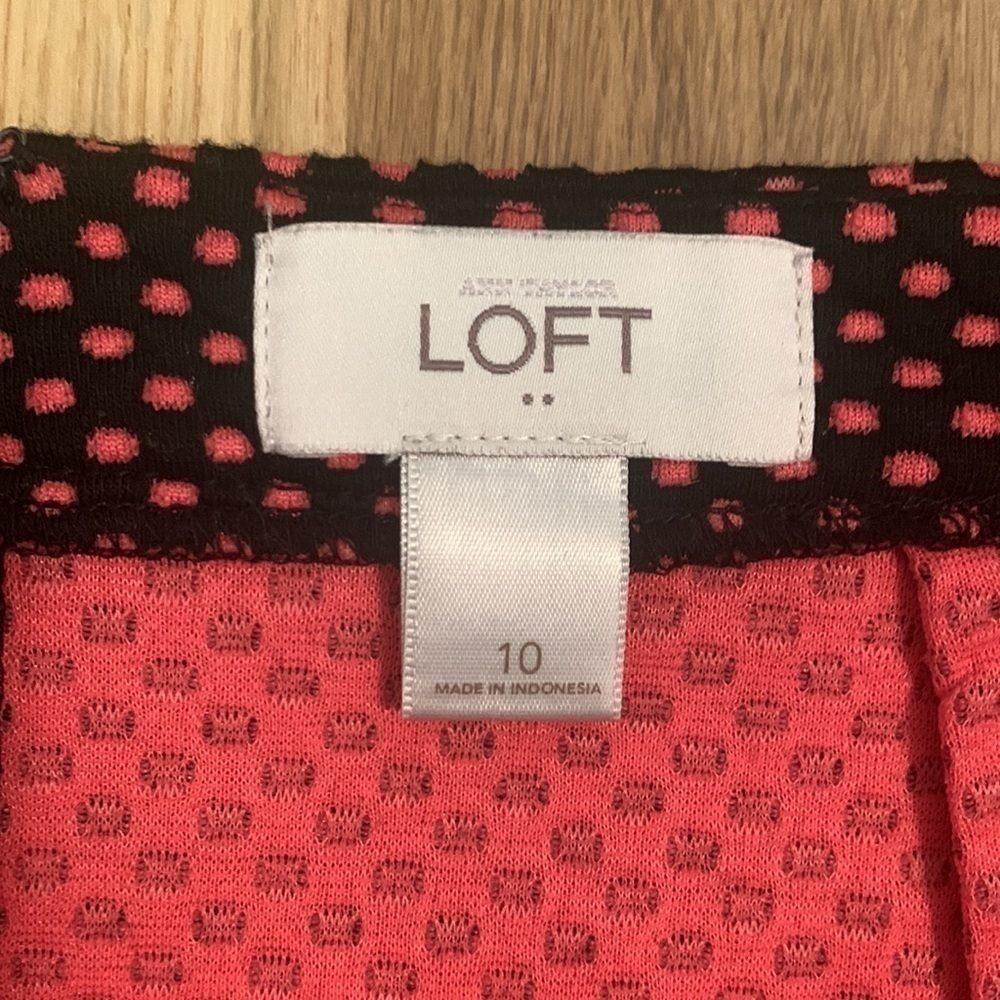 ANN Taylor LOFT Black/Pink Polka Dot Pencil Skirt Women’s 10 - Picture 3 of 7